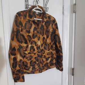 WD. NY Button Up Cheetah print women's blouse